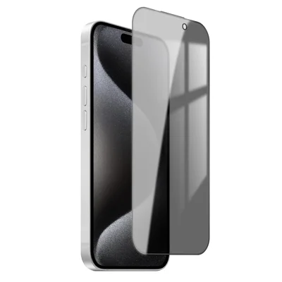  For iPhone 15 Pro Privacy Screen Protector AR Anti-Reflective High Aluminium-silicon Glass Anti-Spy Film - Black