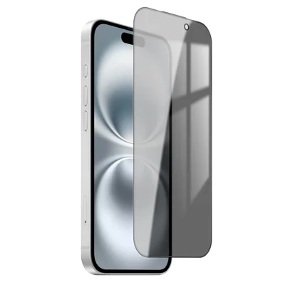  For iPhone 16 Privacy Screen Protector AR Anti-Reflective High Aluminium-silicon Glass Anti-Spy Film - Black