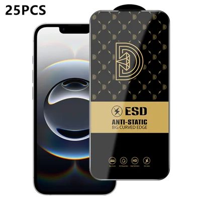 Dla iPhone 16e / iPhone 17e 25 szt. folia ochronna ekranu z antystatycznym nadrukiem jedwabnym ze szkła średniego glinianego HD przezroczysta folia - przezroczysta