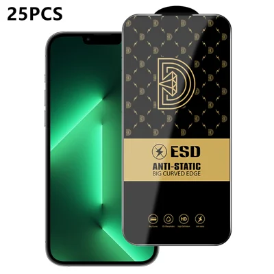  For iPhone 13 Pro Max 25Pcs Screen Protector Anti-static Silk Printing Medium Alumina Glass HD Clear Film - Transparent