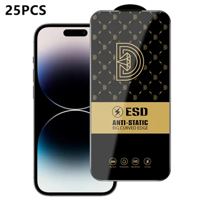  Voor iPhone 14 Pro Max 25 stuks Screenprotector Antistatisch Zijdeprint Medium Alumina Glas HD Heldere Folie - Transparant