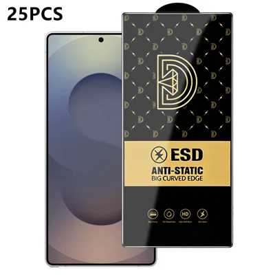 For Samsung Galaxy S25 Ultra 25Pcs Screen Protector Anti-static Silk Printing Medium Alumina Glass HD Clear Film - Transparent