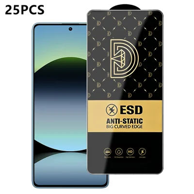 Til Xiaomi Redmi Note 14 5G 25 stk Skærmprotector Antistatisk Silkeprint Medium Aluminiaglas HD Klar Film – Transparent