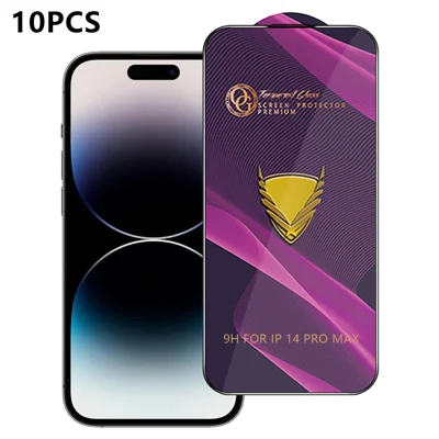 Voor iPhone 14 Pro Max 10 stuks Screen Protector Volledige Afdekking Anti-statische Duidelijke Hoge Aluminium-silicium Glasfolie - Transparant