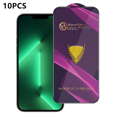  For iPhone 13 Pro Max 10Pcs Screen Protector Full Cover Anti-Static Clear High Aluminium-silicon Glass Film - Transparent