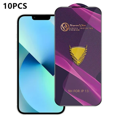  For iPhone 13 10Pcs Screen Protector Full Cover Anti-Static Clear High Aluminium-silicon Glass Film - Transparent