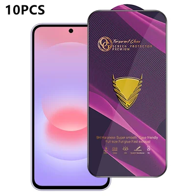  For Samsung Galaxy A37 5G 10Pcs Screen Protector Full Cover Anti-Static Clear High Aluminium-silicon Glass Film - Transparent