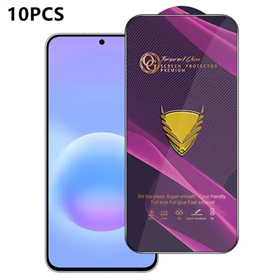 لـ هاتف Samsung Galaxy A57 5G حافظة شاشة شفافة مضادة للكهرباء الساكنة من زجاج الألومنيوم والسيليكون عالي الجودة، تغطية كاملة، 10 قطع - شفاف