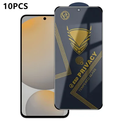  For Samsung Galaxy S24 FE 10Pcs Privacy Screen Protector 28° Anti-Spy Anti-Static High Aluminium-silicon Glass Film - Black