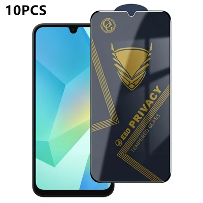  For Samsung Galaxy A16 4G / Galaxy A16 5G 10Pcs Privacy Screen Protector 28° Anti-Spy Anti-Static High Aluminium-silicon Glass Film - Black