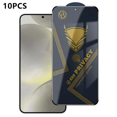 Til Samsung Galaxy S24+ 10 stk Privatskærm 28° Anti-Spy Anti-statiske Høje Aluminium-silicium Glasfilm - Sort