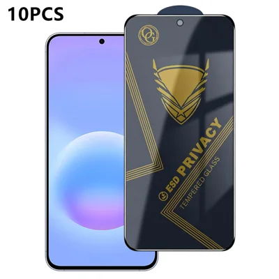 لـ Samsung Galaxy A57 5G 10 قطع واقي شاشة خاصية 28° مضاد للتجسس ومضاد للكهرباء الساكنة من زجاج السيليكون عالي التحمل - أسود