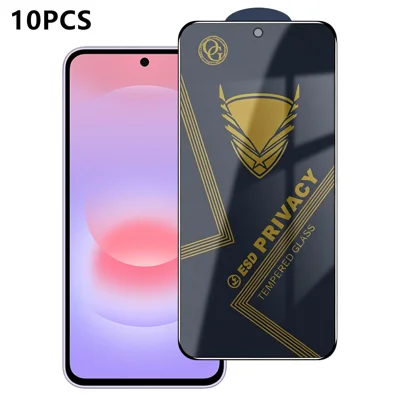 Til Samsung Galaxy A37 5G 10 stk Privatskærm 28° Anti-Spy Anti-statiske Høje Aluminium-silicium Glasfilm - Sort