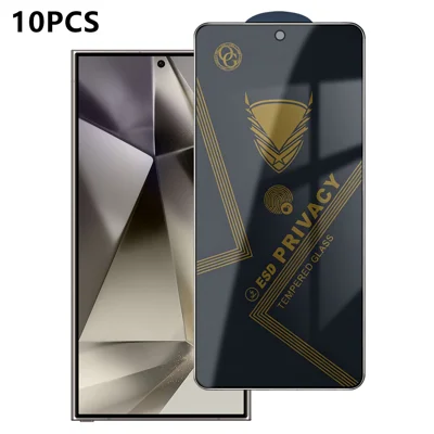  For Samsung Galaxy S24 Ultra 10Pcs Privacy Screen Protector 28° Anti-Spy Anti-Static High Aluminium-silicon Glass Film - Black