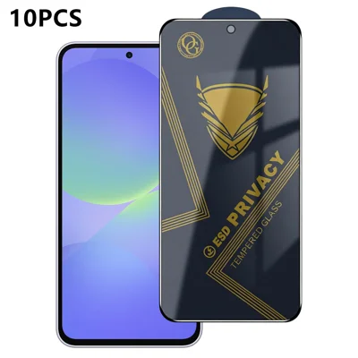  For Samsung Galaxy A36 5G 10Pcs Privacy Screen Protector 28° Anti-Spy Anti-Static High Aluminium-silicon Glass Film - Black