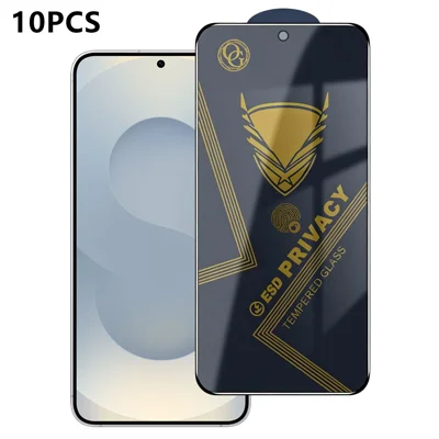  Pour Samsung Galaxy S25+ 10 Pièces Protecteur d'écran de confidentialité 28° Anti-espion Anti-statique en verre en silicium-aluminium haute résistance - Noir