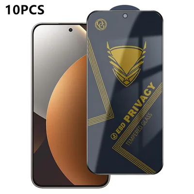 Voor Xiaomi Redmi Note 15 Pro 5G (Global) 10 stuks Privacy Screen Protector 28° Anti-Spionage Anti-statische Hoge Aluminium-silicium Glasfolie - Zwart