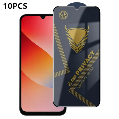  For Xiaomi Redmi 15a 5G 10Pcs Privacy Screen Protector 28° Anti-Spy Anti-Static High Aluminium-silicon Glass Film - Black