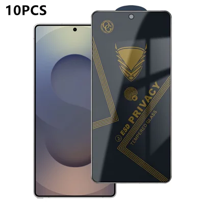  For Samsung Galaxy S25 Ultra 10Pcs Privacy Screen Protector 28° Anti-Spy Anti-Static High Aluminium-silicon Glass Film - Black