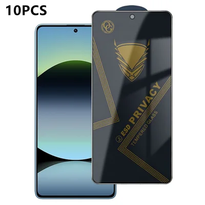 Voor Xiaomi Redmi Note 14 4G (163,25 mm) 10 stuks Privacy Screen Protector 28° Anti-spionage Anti-statische Hoge Aluminium-silicium Glasmembraan - Zwart