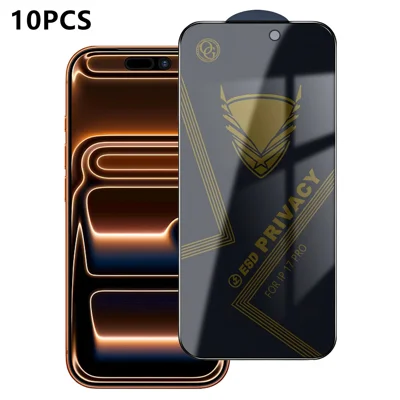  Voor iPhone 17 Pro 10 stuks Privacy Screen Protector 28° Anti-Spionage Anti-statische Hoge Aluminium-silicium Glasfolie - Zwart