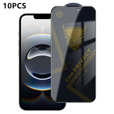  Dla iPhone 16e / iPhone 17e 10 szt. Ochrona ekranu prywatności 28° Antywizualna, antystatyczna folia z wysokiej jakości szkła krzemowo-aluminiowego - Czarny