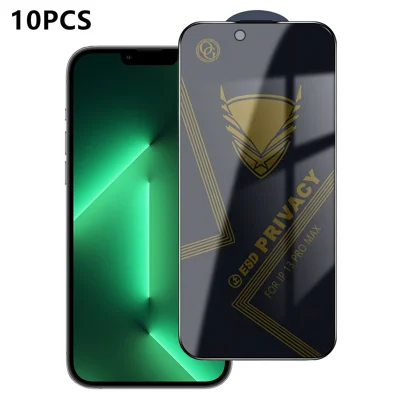  For iPhone 13 Pro Max 10Pcs Privacy Screen Protector 28° Anti-Spy Anti-Static High Aluminium-silicon Glass Film - Black
