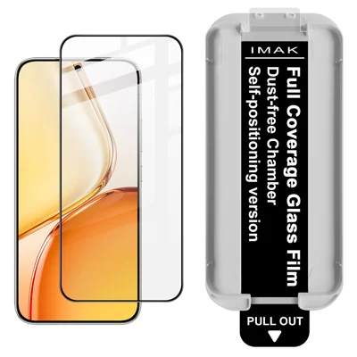 IMA K dla Honor X80 Pro Max 5G Ochronna szybka z hartowanego szkła Pełne przykrycie Ekranu, folia z pełnym klejeniem z narzędziem do montażu bez kurzu (Odblokowywanie linii papilarnych) - Czarny - Przeźroczysty