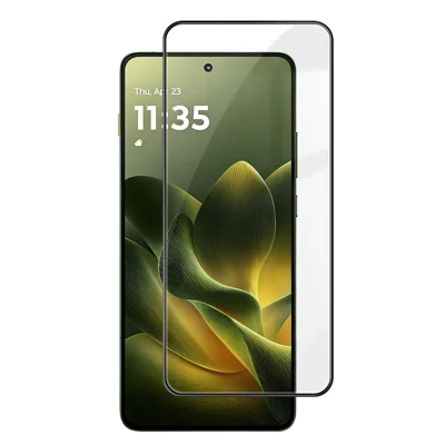  واقي شاشة كامل للهاتف Motorola Edge 70 5G / Motorola Moto X70 Air 5G HD مع طباعة سوداء حريرية، فيلم شفاف من زجاج ألومنيوم سيليكون عالي المقاومة