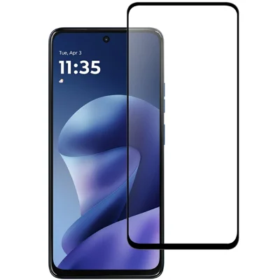 För Motorola Moto G37 5G / Moto G37 Power 5G AGC Härdat Glas med Svart Kant Helskärmsskydd med Helklistrad Fästning
