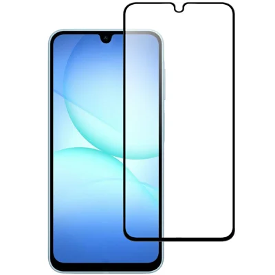 زجاج AGC مقسّى لهاتف Samsung Galaxy A08 5G مع حافة سوداء وواقي شاشة كامل الالتصاق وتغطية كاملة