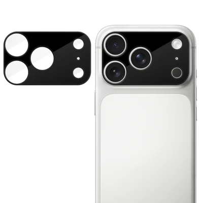 واقي عدسة كاميرا لهاتف iPhone 18 Pro بالكامل مع طباعة حريرية، عالي الدقة، مقاوم للبصمات، مع عدسة زجاجية مُعالَجة بطبقة AR - أسود