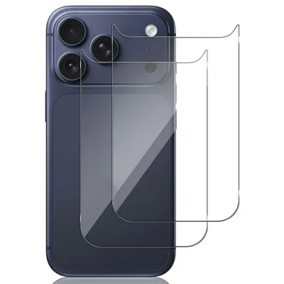 2 pièces pour iPhone 17 Pro Max Protecteur arrière en verre trempé bord incurvé 2,5D anti-rayures haute clarté - Transparent