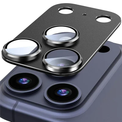 واقي عدسة الكاميرا لهاتف iPhone 18 Pro واقي مطفي بالكامل من الضرر والخدوش من الزجاج المقوى - أسود