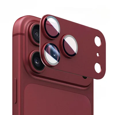 For iPhone 18 Pro Max Camera Lens Protector Aluminum Alloy+Tempered Glass One-Piece Design AR+AF Anti-Reflective Lens Film - Red