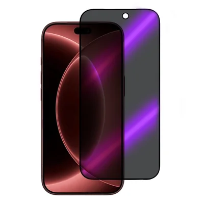 For iPhone 18 Pro Full Cover Privacy Screen Protector 180 Degree Anti Spy Silk Printing Anti-blue-ray Tempered Glass Film