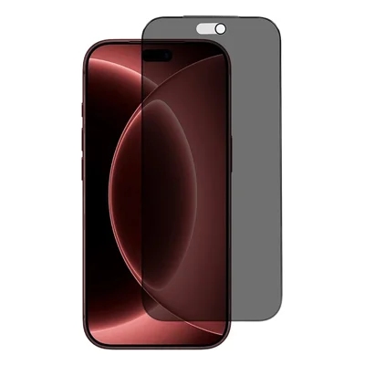 Pour iPhone 18 Pro Verre Trempé Anti-espion Protection d'écran Totale Film Mat à Collage Total avec Filet Anti-poussière - Noir