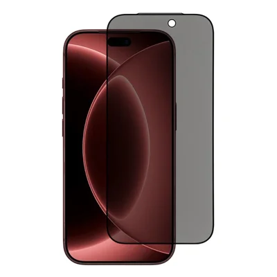 For iPhone 18 Pro Max Privacy Screen Protector 180 Degree Anti Spy Full Coverage Full Glue Tempered Glass Film with Dust-Proof Mesh - Black