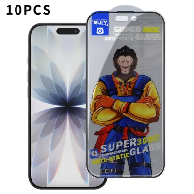  Dla iPhone 18 10 szt. Ochrona antywizualna Pełny Ekran 300C Duży Łuk Antystatyczny Filtr z Sitodruku Szklany Film Hartowany - Czarny