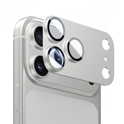 Protezione Obiettivo per iPhone 18 Pro Design Monopezzo in Lega di Alluminio + Vetro Temprato Pellicola Antiriflesso AR+AF - Argento
