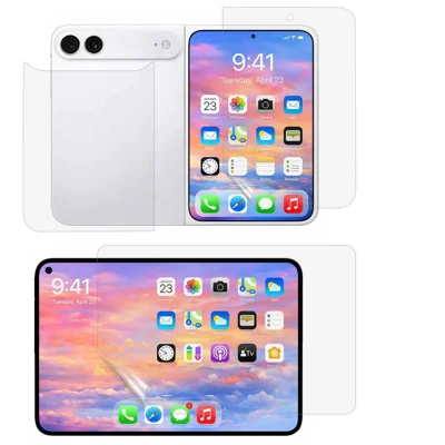 For iPhone Duo Screen Protector Set, Front + Back Full Cover TPU+PET Hydrogel Film - Transparent