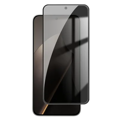 لحماية الشاشة الكاملة من السرقة والتجسس لهاتف Xiaomi 17T Pro، فيلم زجاج سيليكون ألومنيوم عالي الصلابة 9H+، باللون الأسود - أسود