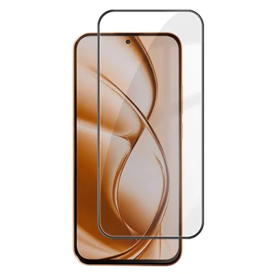  Til Xiaomi Poco M8 Power 5G HD fuld dækskærm beskytter silkeprint sort kant høj aluminium-silicium glasfilm - transparent