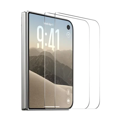 HAT PRINCE for iPhone Duo ENKAY  2Pcs Screen Protector Thick Adhesive 9H Arc Edges High Aluminium-Silicon Glass Film - Transparent