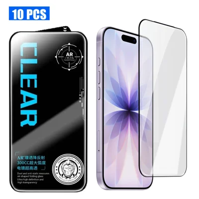 Dla iPhone 18 10 szt. folia ochronna AR antyodblaskowa z wysokiej jakości szkła aluminiowo-krzemowego z przezroczystą folią z nadrukiem - przezroczysta
