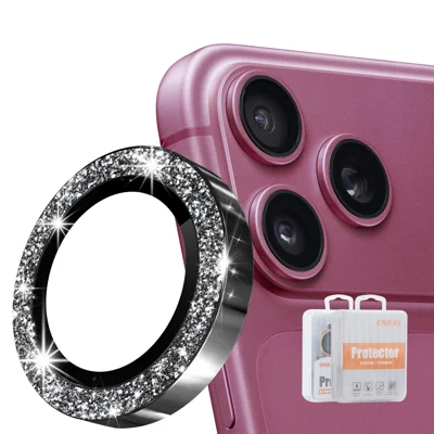HAT PRINCE til iPhone 18 Pro / iPhone 18 Pro Max Kameraobjektivbeskytter ENKAY Hat-Prince Glitter Dekor Tempered Glass Linsfilm - Sort