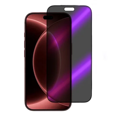 For iPhone 18 Pro Max Privacy Full Screen Protector Anti Blue Light Anti-Spy Tempered Glass Film with Dust-Proof Mesh - Black
