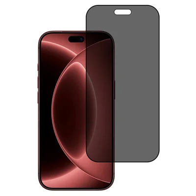 For iPhone 18 Pro High Aluminium-silicon Glass Anti-Spy Full Screen Protector 180° Privacy Protection Silk Printig Film - Black