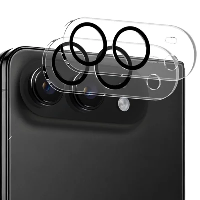 HAT PRINCE til iPhone Fold 2 stk Kameraobjektivbeskytter ENKAY Tempered Glass Objektivfilm med sort ring - Gennemsigtig