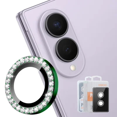  HAT PRINCE for Samsung Galaxy Z Fold8 Camera Lens Protector ENKAY  Rhinestone Decor Rear Lens Film - Dark Green